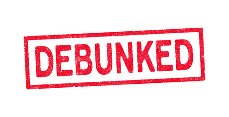 Vector illustration of the word debunked in red ink stamp - 482414784