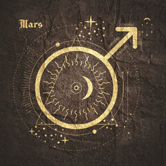 Zodiac and astrology symbol of the Mars planet