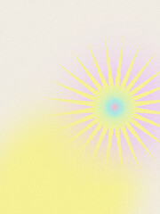 Summer sun. Vintage, retro style. Simple lo-fi background. Digital grainy gradient texture. Wallpaper, template, print. Minimal, minimalist. Pink, blue, purple, yellow, beige neon color