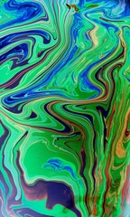 Abstract pink-green marble background. Acrylic texture with marble pattern. Mixing colors creates an interesting structure. It is well suited for laptop background and wallpaper, fabric