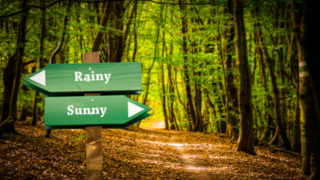 Street Sign Sunny Versus Rainy