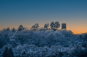 Burg im Sonnenuntergang