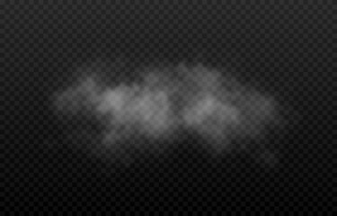 Naklejka premium Vector cloud of smoke or fog. Fog or cloud on an isolated transparent background. Smoke, fog, cloud png.