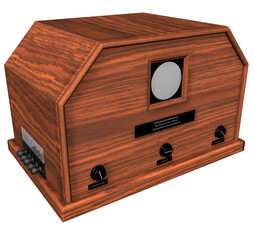 3D Rendering Illustration of a First TV with Cathode Rays System, made in Germany in 1931; with wooden structure and metal components...
