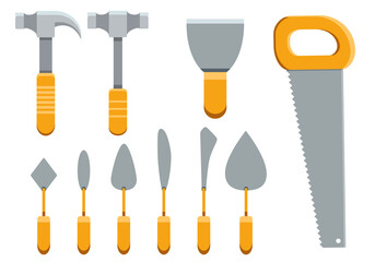 set of working tools for construction  illustration