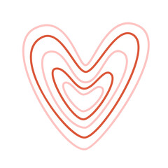 Cute hand drawn red and pink heart for valentine day. Vector illustration