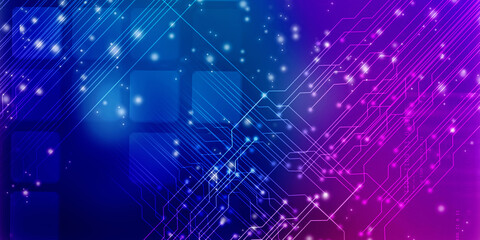 Fototapeta premium 2d illustration Abstract futuristic electronic circuit technology background