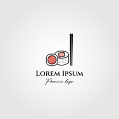 sushi traditional japanese line art minimalist logo vector illustration design creative