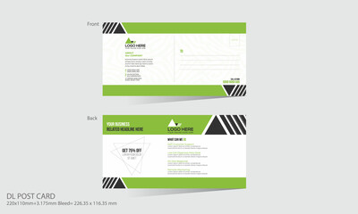Green Colored Vector Postcard Design