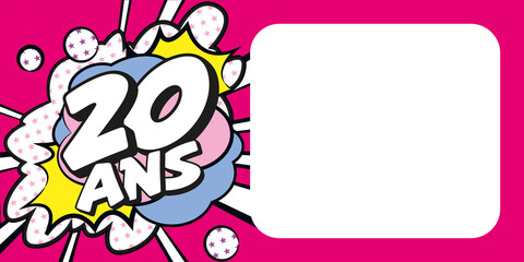 Carte anniversaire 20 ans BD CC Rose