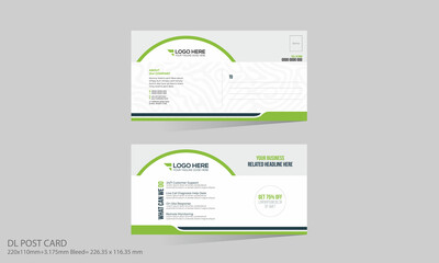 Green Colored Vector Postcard Design