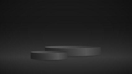 Obraz premium Black Podium minimal abstract background , 3D stage podium display product , stand to show cosmetic products ,illustration 3d Vector EPS 10