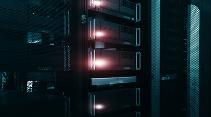 Abstract Server room center 3D.