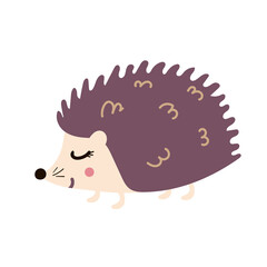 cute adorable hedgehog in modern flat style. Vector illustration. on white isolated