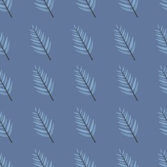 simple cute floral pattern - beautiful little leaves of a plant on a blue background