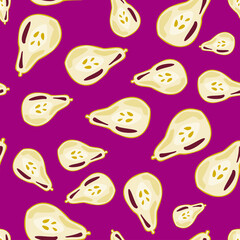 Naklejka premium Pears of seamless pattern. Hand drawn background fruit.