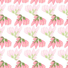 Fototapeta na wymiar Magnolia seamless pattern. Romantic flower background.