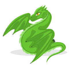 Cartoon dragon. Fantasy dragon, funny fairytale reptile and medieval legends fire breathing serpent cartoon isolated vector.