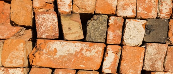 Brick wall with red brick, red brick background.