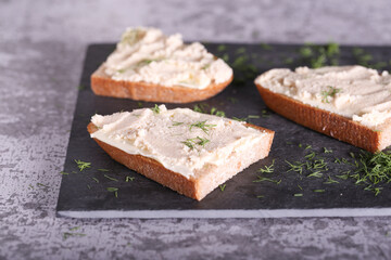 sandwiches with cod caviar are on the table