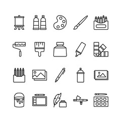 Painting outline icon set