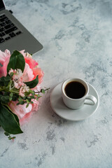 at the desk in the office