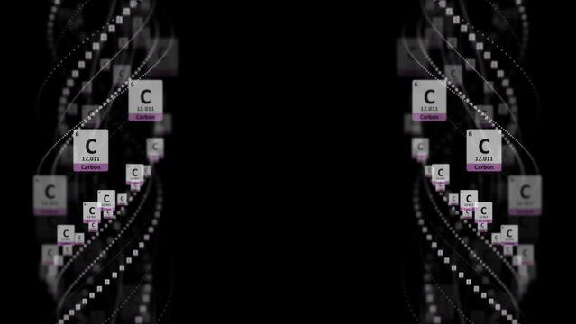 CARBON Molecule Symbol, Chemistry Periodic Table, Animation, Background, Rendering, Loop
