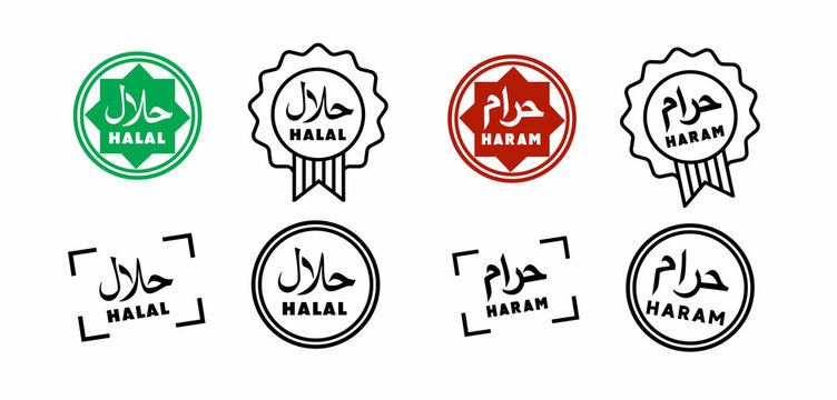 Haram and Halal labels for sale, Logo Badge Emblem Stamps for Completed Transactions Buy Sell Products Online Store logo design