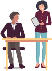 Businesspeople have project strategy planning meeting. Teamwork with business plan, creating new creative project. Meeting to discuss starting business. Colleagues discussing work in entrepreneurship