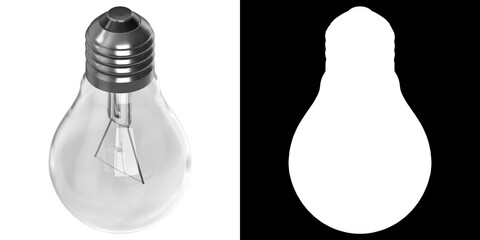 3D rendering illustration of a light bulb lamp