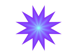 Grafika wektorowa przedstawiająca  gwiazdę z dwunastoma ramionami uzyskaną  w programie graficznym. Poprzez zastosowanie gradientów i cieni uzyskano efekt 3D. 