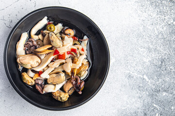 seafood salad mix healthy meal food snack on the table copy space food background 