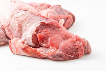 Fresh beef jianzi meat on pure white background