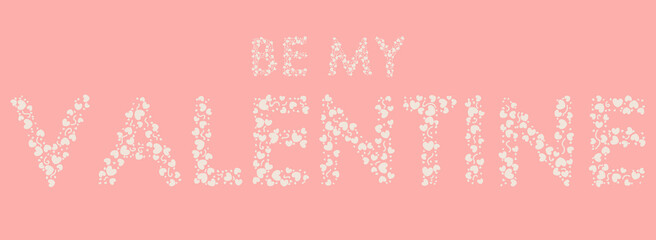 Fototapeta premium Be My Valentine background design, Valentine's day border with hearts. Happy Valentine's day header or banner. Universal modern line art background. Wallpaper or backdrop decor.