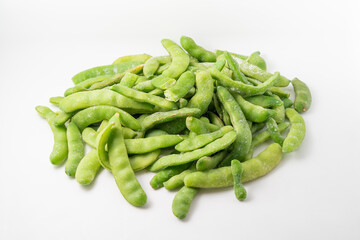 Frozen beans on a pure white background