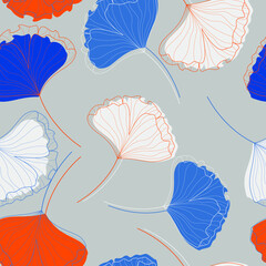 colorful seamless pattern with ginkgo biloba leaves