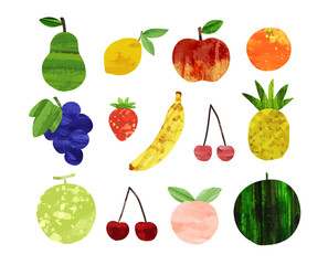 お洒落でかわいいフルーツの装飾イラストセット　コラージュ