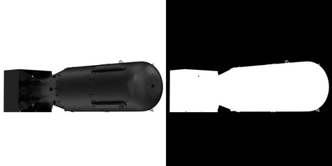 3D rendering illustration of Little Boy nuclear bomb