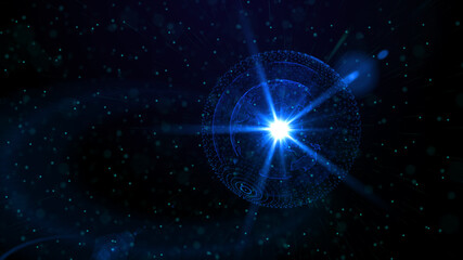 Digital blue planet of Earth, 3D animation