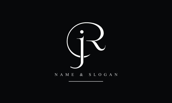 R J Letter Logo Design with Black and White Color - MasterBundles
