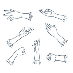 A set of sketches of hands in different positions.