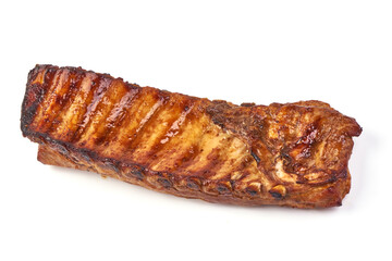 Grilled pork ribs, Delicious roasted hot ribs, isolated on white background.