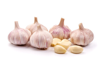 Fresh garlic, isolated on white background.