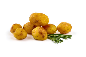 Fried potatoes, isolated on white background.