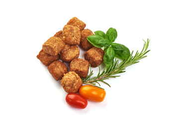 Chicken meatballs, isolated on white background.