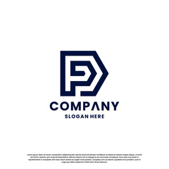 Creative letter P D monogram logo design template