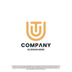 creative letter T monogram logo design combination with shield