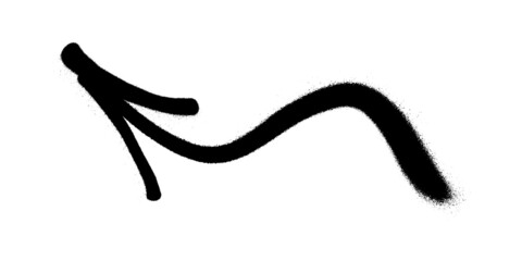 Graffiti arrow with overspray in black over white.