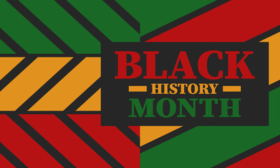 Black History Month in February. African American Culture and History. Celebrated annual in United States and Canada. In October in Great Britain. Vector poster, tradition ornament illustration