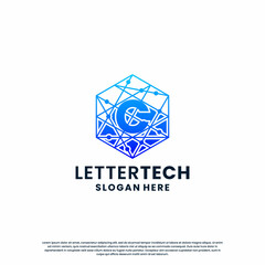 Fototapeta premium modern letter C logo design with gradient color for technology and science business company.
